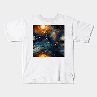 Van Gogh Starry Night Outer Space Pattern 2 Kids T-Shirt
